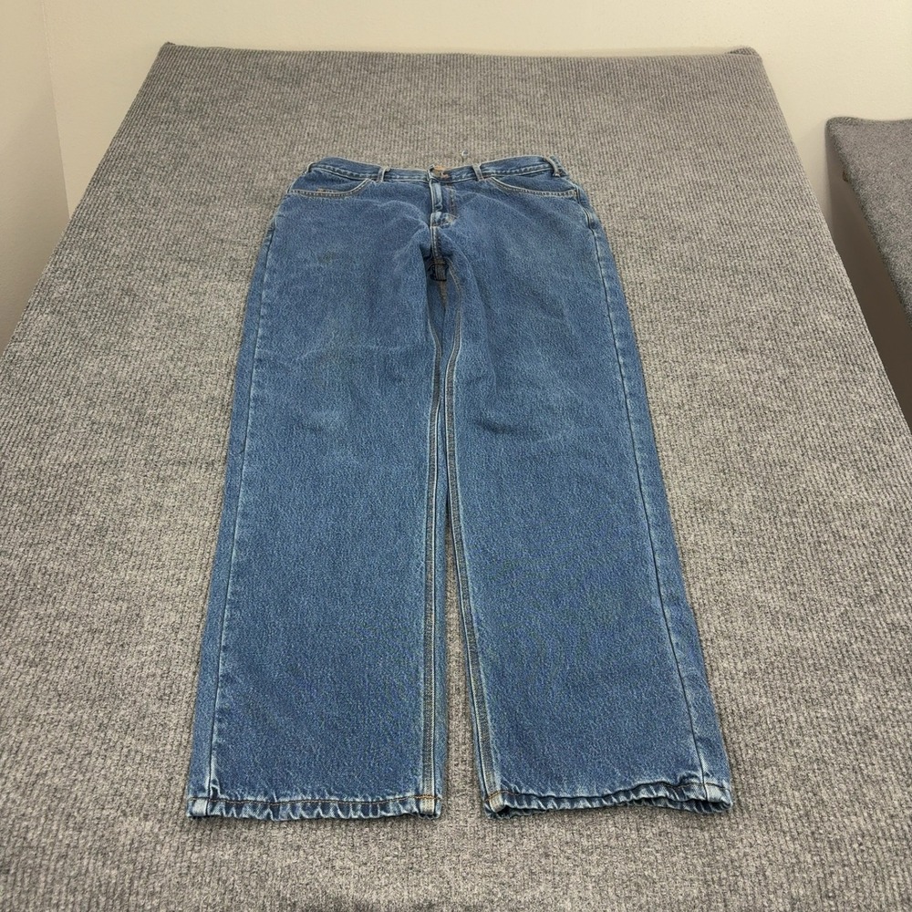 WearGuard Jeans Mens 34 Blue Cotton Flannel Lined Workwear Straight Leg Rugged